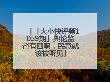 「大小快评第1059期」舆论监督有回响，民意就该被听见