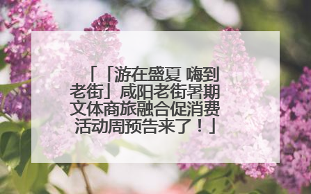 「游在盛夏 嗨到老街」咸阳老街暑期文体商旅融合促消费活动周预告来了！