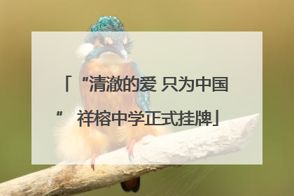 “清澈的爱 只为中国” 祥榕中学正式挂牌
