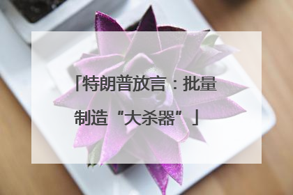 特朗普放言：批量制造“大杀器”