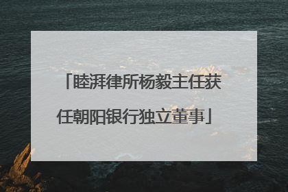 睦湃律所杨毅主任获任朝阳银行独立董事