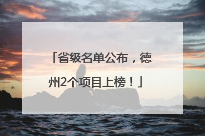 省级名单公布，德州2个项目上榜！