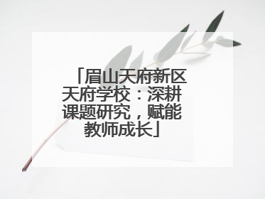 眉山天府新区天府学校：深耕课题研究，赋能教师成长