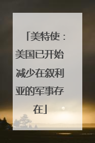 美特使：美国已开始减少在叙利亚的军事存在