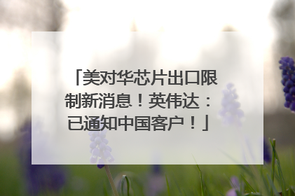 美对华芯片出口限制新消息！英伟达：已通知中国客户！