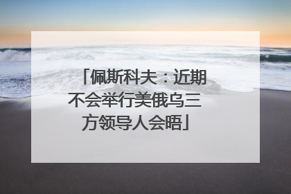 佩斯科夫：近期不会举行美俄乌三方领导人会晤