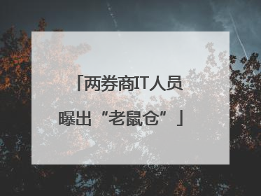 两券商IT人员曝出“老鼠仓”