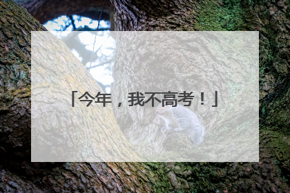 今年，我不高考！