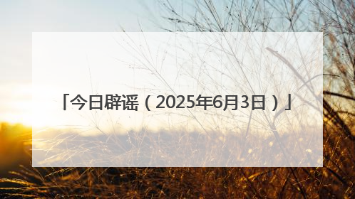 今日辟谣（2025年6月3日）