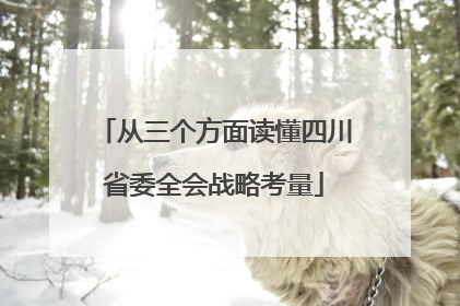 从三个方面读懂四川省委全会战略考量