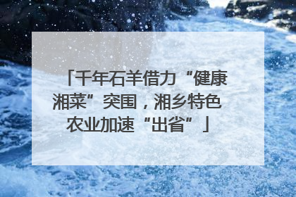 千年石羊借力“健康湘菜”突围，湘乡特色农业加速“出省”