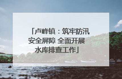 卢峰镇：筑牢防汛安全屏障 全面开展水库排查工作