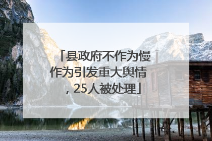 县政府不作为慢作为引发重大舆情，25人被处理
