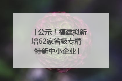 公示！福建拟新增62家省级专精特新中小企业
