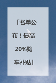 名单公布！最高20%购车补贴