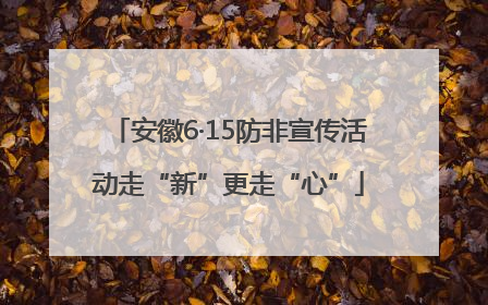 安徽6·15防非宣传活动走“新”更走“心”