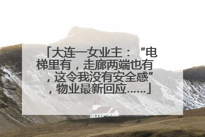 大连一女业主：“电梯里有，走廊两端也有，这令我没有安全感”，物业最新回应……