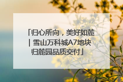 归心所向，美好如麓｜雪山万科城A7地块归麓园品质交付