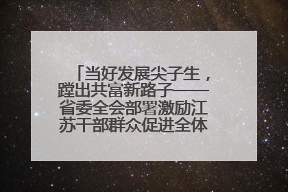 当好发展尖子生，蹚出共富新路子——省委全会部署激励江苏干部群众促进全体人民共同富裕