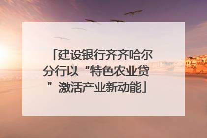 建设银行齐齐哈尔分行以“特色农业贷”激活产业新动能