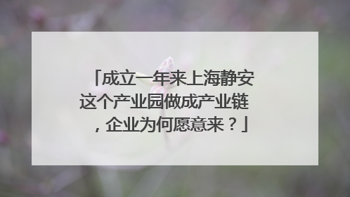 成立一年来上海静安这个产业园做成产业链，企业为何愿意来？