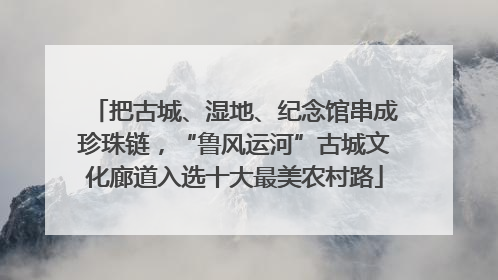 把古城、湿地、纪念馆串成珍珠链，“鲁风运河”古城文化廊道入选十大最美农村路