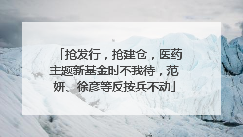 抢发行，抢建仓，医药主题新基金时不我待，范妍、徐彦等反按兵不动