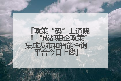政策“码”上通晓！“成都惠企政策”集成发布和智能查询平台今日上线