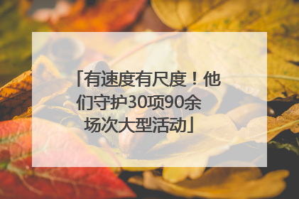有速度有尺度！他们守护30项90余场次大型活动