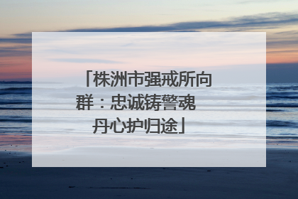 株洲市强戒所向群：忠诚铸警魂 丹心护归途