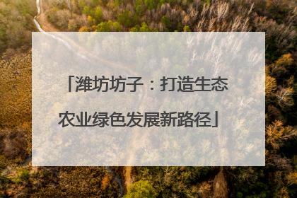 潍坊坊子：打造生态农业绿色发展新路径