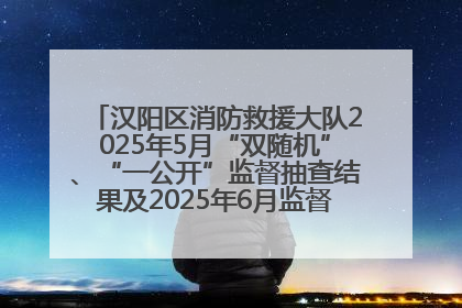 汉阳区消防救援大队2025年5月“双随机”、“一公开”监督抽查结果及2025年6月监督抽查任务公示