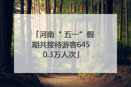 河南“ 五一”假期共接待游客6450.3万人次