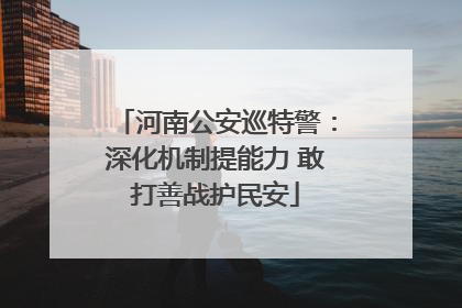 河南公安巡特警：深化机制提能力 敢打善战护民安