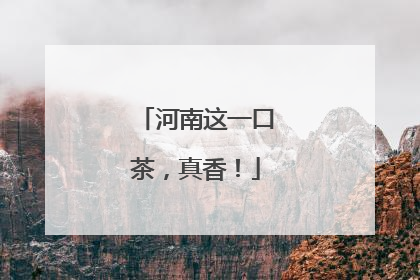 河南这一口茶，真香！
