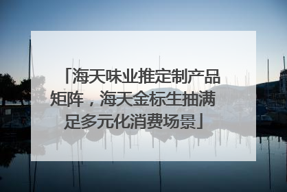 海天味业推定制产品矩阵，海天金标生抽满足多元化消费场景