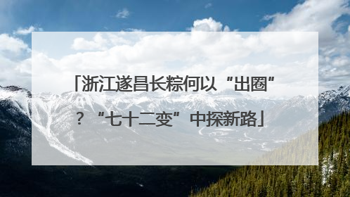 浙江遂昌长粽何以“出圈”？“七十二变”中探新路