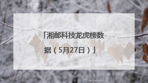 湘邮科技龙虎榜数据（5月27日）