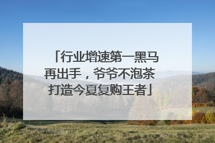 行业增速第一黑马再出手，爷爷不泡茶打造今夏复购王者