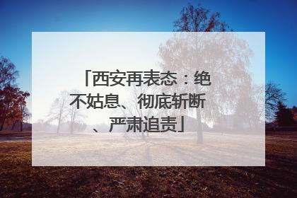 西安再表态：绝不姑息、彻底斩断、严肃追责