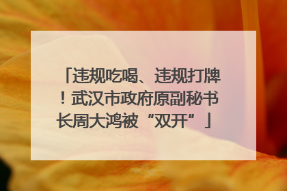 违规吃喝、违规打牌！武汉市政府原副秘书长周大鸿被“双开”