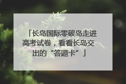 长岛国际零碳岛走进高考试卷，看看长岛交出的“答题卡”