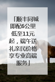 顺丰同城即配6公里低至11元起，端午送礼亲民价格享专业高端服务