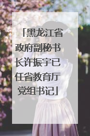 黑龙江省政府副秘书长许振宇已任省教育厅党组书记