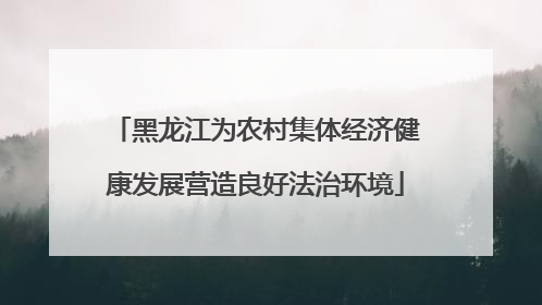 黑龙江为农村集体经济健康发展营造良好法治环境
