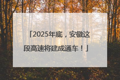 2025年底，安徽这段高速将建成通车！