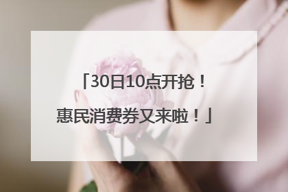 30日10点开抢！惠民消费券又来啦！