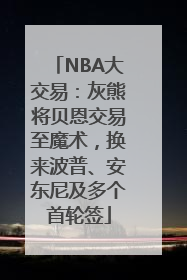 NBA大交易：灰熊将贝恩交易至魔术，换来波普、安东尼及多个首轮签